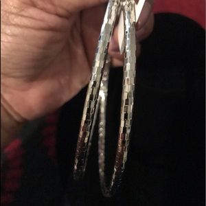 Diamond cut large hoop earrings